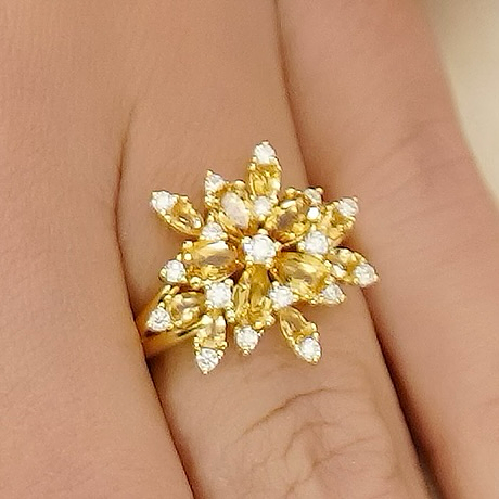 MOONLIT BLOSOOM RING - Citrine & Moissonite