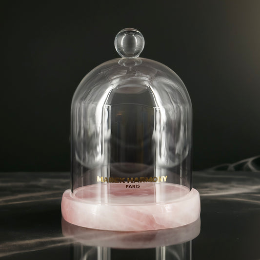 Rose Quarz Crystal Jar Base with Cloche