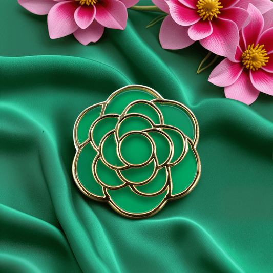 Cammelia Broche GREEN - Sterling Silver with Green Chalcedony Stones